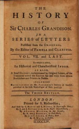 The History Of Sir Charles Grandison : In A Series of Letters ; In Seven Volumes ..., 7
