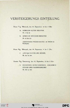 Versteigerungs-Einteilung