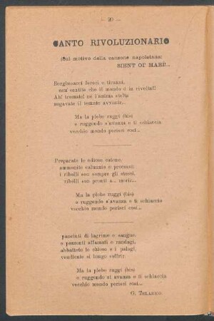 Canto rivoluzionario : (Sul motivo della canzone napoletana: Sient oi' Marí!...
