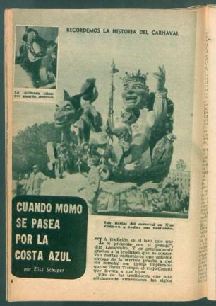 Cuando Momo se pasea por la Costa Azul : Recordemos la historia del carnaval