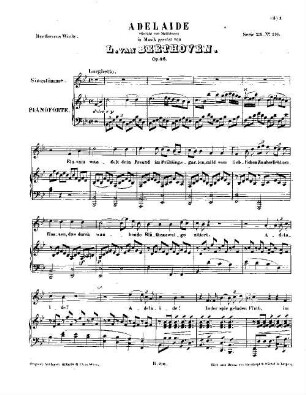 Beethoven's Werke, 216 = Serie 23: Lieder und Gesänge mit Begleitung des Pianoforte. Adelaide : op. 46