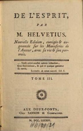 De L'Esprit, Tome III.