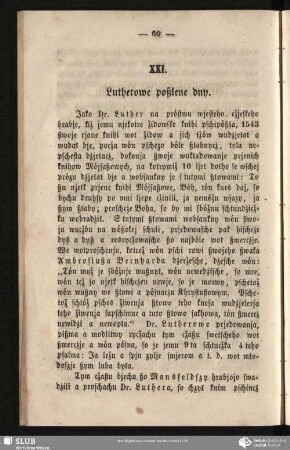 XXI. Lutherowe poßlene dny