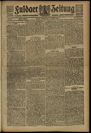 Erste Ausgabe vom Dienstag, den 08. Oktober 1912.