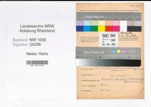 Entnazifizierung Hans Neiss, geb. 27.06.1895 (Angest.)