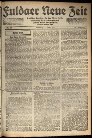Erste Ausgabe vom Samstag, den 04. März 1922.