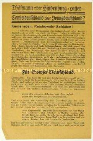 Flugblatt der Revolutionären Jungarbeiter Deutschlands zur Reichspräsidentenwahl 1932