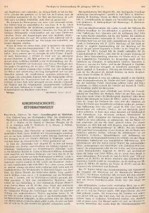 843-845 [Rezension] Bauman, Clarence, Gewaltlosigkeit im Taeufertum