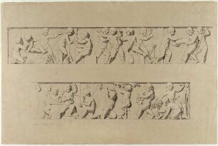 Sgraffito-Dekorationen am Wohn- und Geschäftshaus des Apothekers Wilhelm Semper, Hamburg. Kinderfries, 1.-2. Obergeschoss