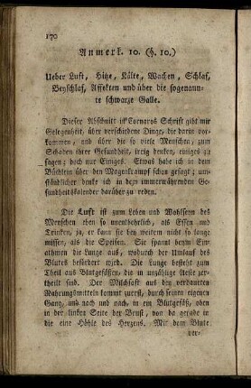 Anmerk. 10. (§. 10.) Ueber Luft, Hitze, Kälte, [...]. - Anmerk. 14. (3te Abhandl.) Kann man ohne Mäßigkeit tugendhaft werden?