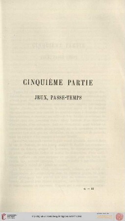 Cinquième partie: Jeux, passe-temps