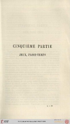 Cinquième partie: Jeux, passe-temps