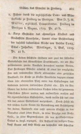 365-366 [Rezension] Müller, Johann Nepomuk, Führer durch die erzbischöfliche Dom- und Münsterkirche zu Freiburg im Breisgau
