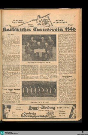 Karlsruher Tagblatt, Sonderbeilage. Karlsruher Turnverein 1846