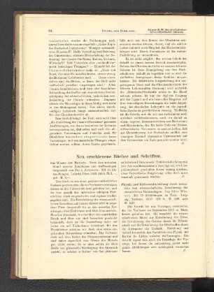 Neu erschienene Bücher und Schriften.