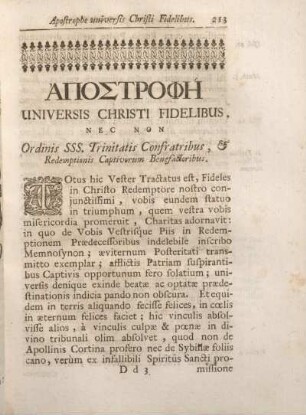 Apostroph Universis Christi Fidelibus, ...