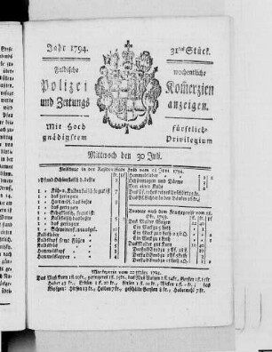 31tes Stück., Ausgabe vom 30. Juli 1794