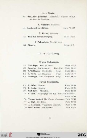 II. Abteilung. Original-Radierungen, Farbige Kunstdrucke, Kunstblätter, Städte-Ansichten (Nr. 167-315)