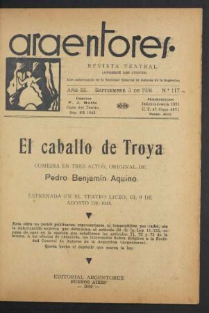 1936011700: El caballo de Troya : comedia en tres actos