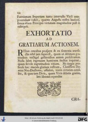 Exhortatio ad Gratiarum Actionem.