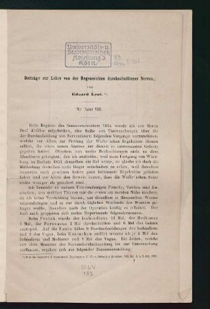 Beiträge zur Lehre von der Regeneration durchschnittener Nerven
