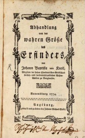 Abhandlung von der wahren Größe des Erfinders