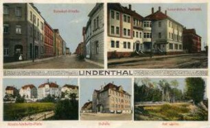 Lindenthal: Bahnhof-Straße, Kaiserliches Postamt, Nostiz-Wallwitz-Platz, Schule, Am Walde