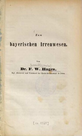 Zum bayerischen Irrenwesen