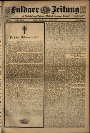 Erste Ausgabe vom Samstag, den 01. Oktober 1898.