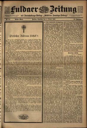 Erste Ausgabe vom Samstag, den 01. Oktober 1898.