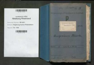 Zahlungen pp. an ausgewiesene Beamte. Generalia und Specialia. Bd. 1