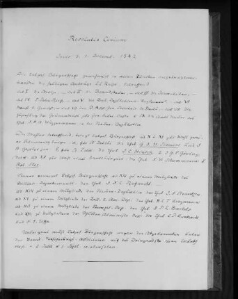 Resolutio Civium, Jovis d. 1. Decemb. 1842