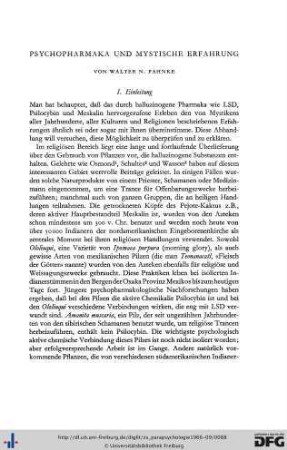 Walter N. Pahnke: Psychopharmaka und mystische Erfahrung