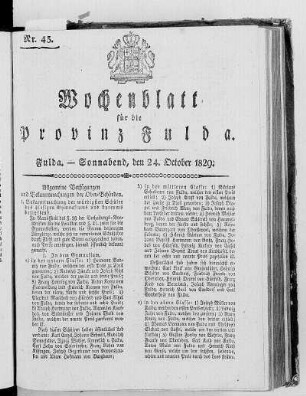 Nr. 43, Ausgabe vom 24. Oktober 1829
