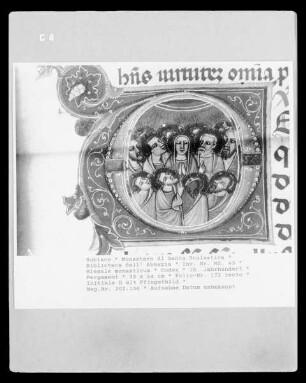 Missale monasticum — Initiale D mit Pfingstbild, Folio 172 recto