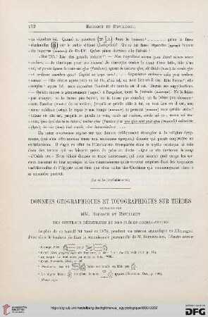 1: Données géographiques et topographiques sur Thébes, extraites par MM. Brugsch et Revillout des contrats démotiques et des pièces corrélatives