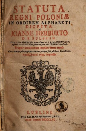 Statuta Regni Poloniae : in ordinem alphabeti digesta