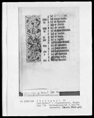 Lateinisch-französisches Stundenbuch (Livre d'heures) — Teilbordüre, Folio 13verso