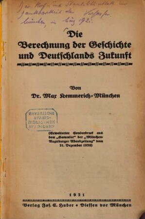 Die Berechnung der Geschichte und Deutschlands Zukunft