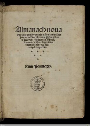 Almanach noua plurimis annis venturis inseruientia