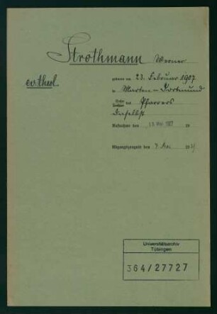 Strothmann, Werner * 23.02.1907
