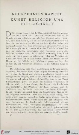 Neunzehntes Kapitel: Kunst, Religion und Sittlichkeit