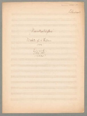 Maria wallt zum Heiligtum, Coro, e-Moll - BSB Mus.ms. 4746-19 : [title page:] "Maria wallt zum Heiligtum" // Motette zu 6 Stimmen // von // Eccard. // (1553-1611.) // (Partitur)