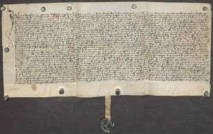 Gültverschreibung des Hans Emhart, Bürger zu Ispringen, über zehn Pfund Heller Hauptgut, für das er jährlich zehn Schilling Heller an die Pfarrkirche zu Blankenloch zahlt.