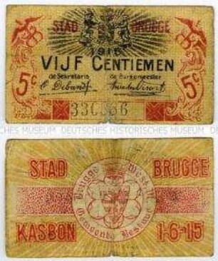 Notgeldschein der Stadt Brügge