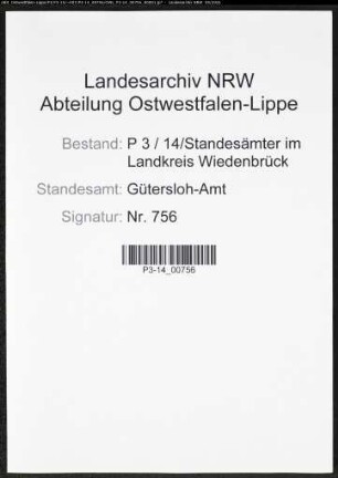 Heiratsregister Standesamt Gütersloh-Amt