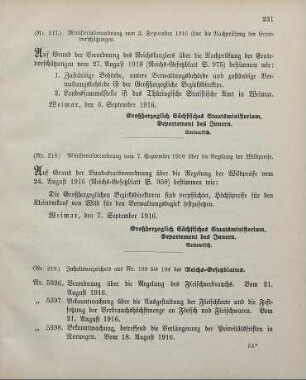 Nr. 219: Inhaltsverzeichnis aus Nr. 189 bis 194 des Reichs-Gesetzblattes