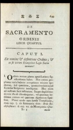De Sacramento Ordinis. Liber Quartus