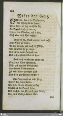 Wider den Geiz