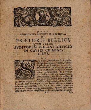 Diss. inaug. iur. de praetoris bellici, quem vulgo auditorem vocant, officio in causis criminalibus